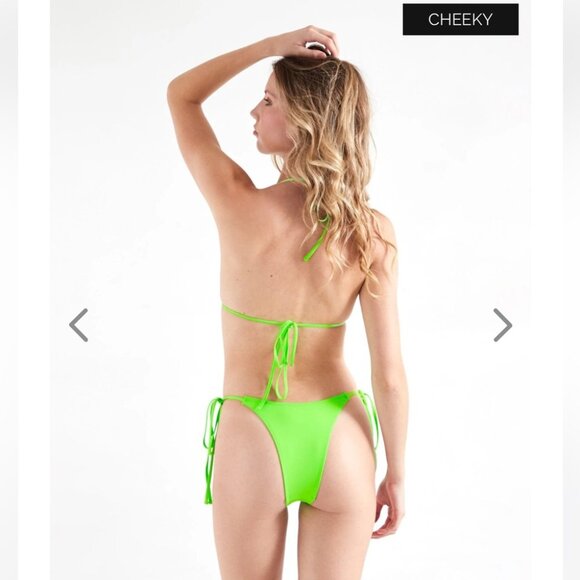NWT OneOne Swimwear Bikini Set Neon Green Ariel New Highlighter Padded Triangle - Picture 4 of 5